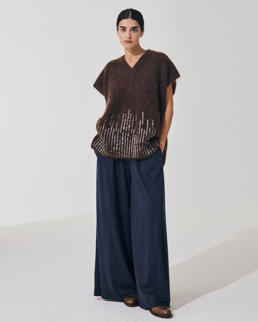 Scaglione PONCHO V PAILLETTES EBANO Sconto