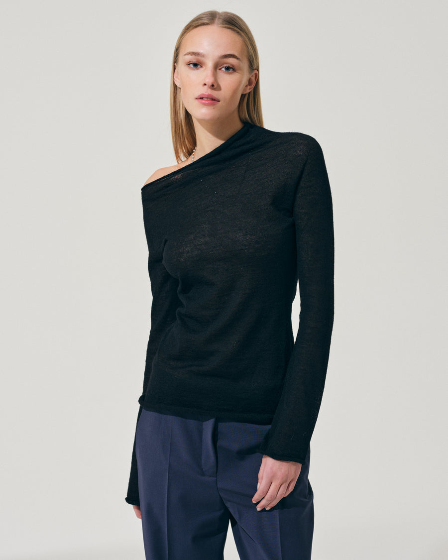 Scaglione ROUND NECK ASYMMETRIC BLACK Economico