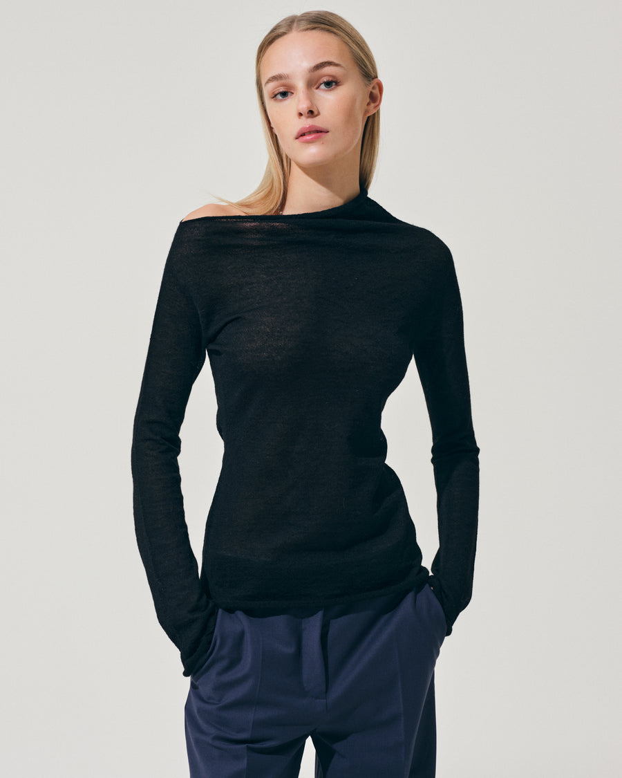 Scaglione ROUND NECK ASYMMETRIC BLACK Economico