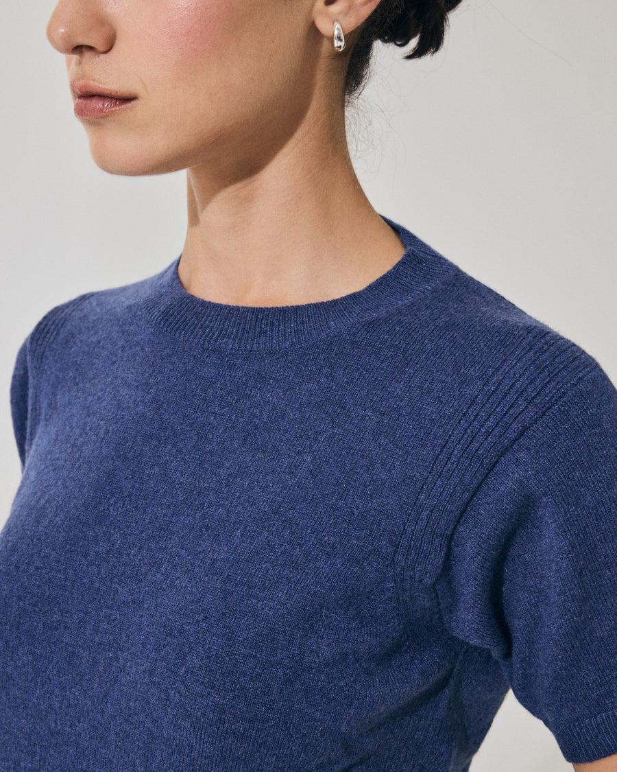 Scaglione T-SHIRT RIBBED SIDES DENIM Outlet