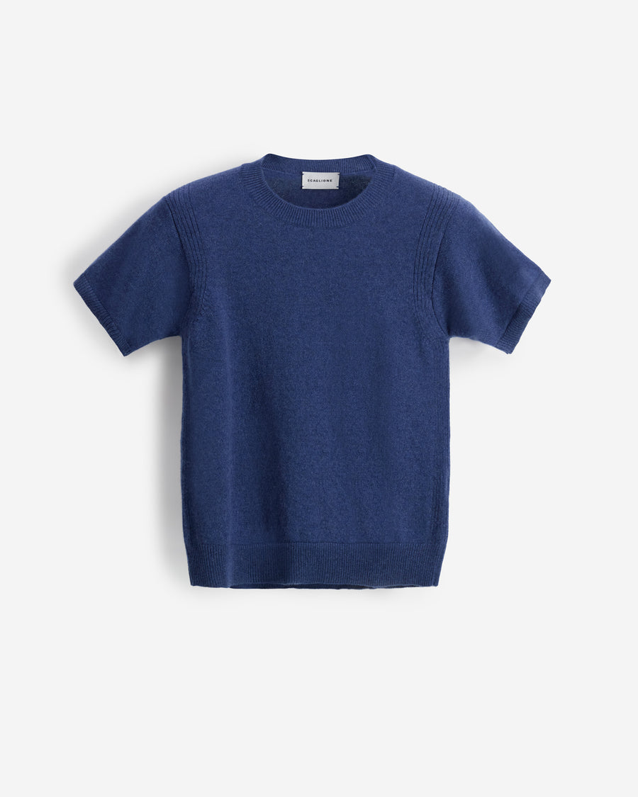 Scaglione T-SHIRT RIBBED SIDES DENIM Outlet