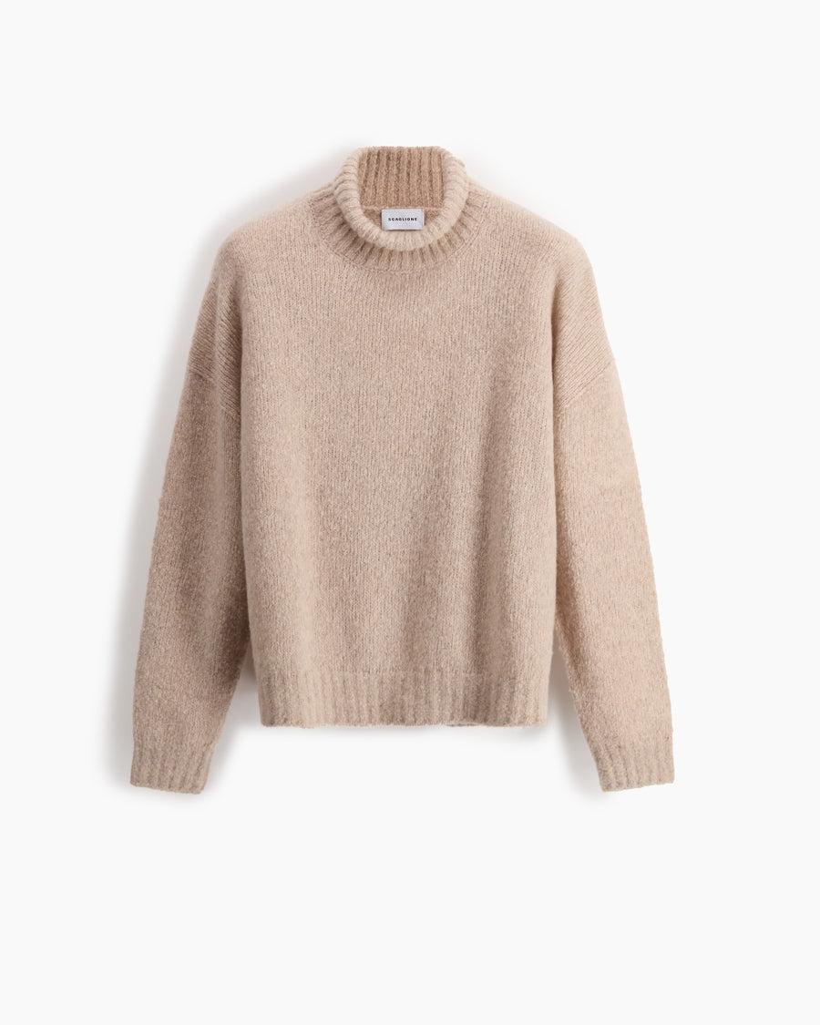 Scaglione TURTLE NECK OVER PUFFED CASHMERE BEIGE Offerte