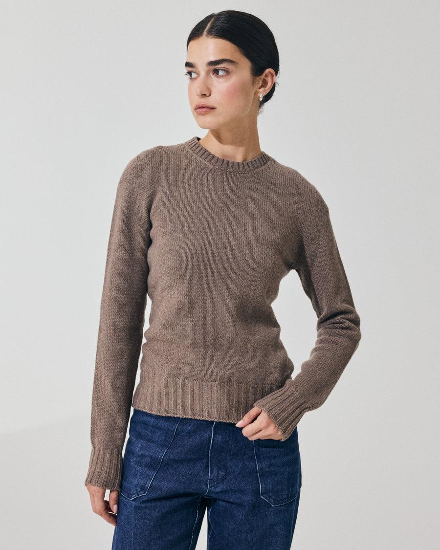 Scaglione ROUND NECK SOFT HYBRID CASHMERE TAUPE Vendita Economica