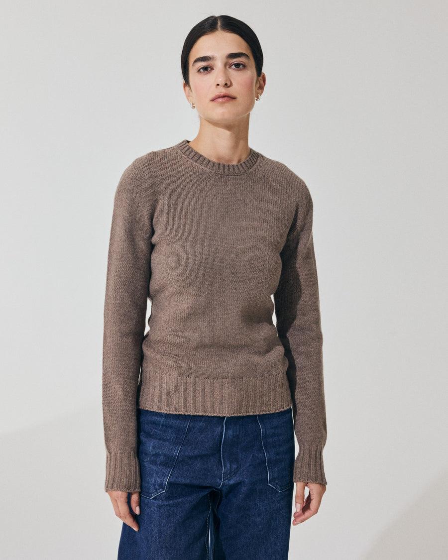Scaglione ROUND NECK SOFT HYBRID CASHMERE TAUPE Vendita Economica