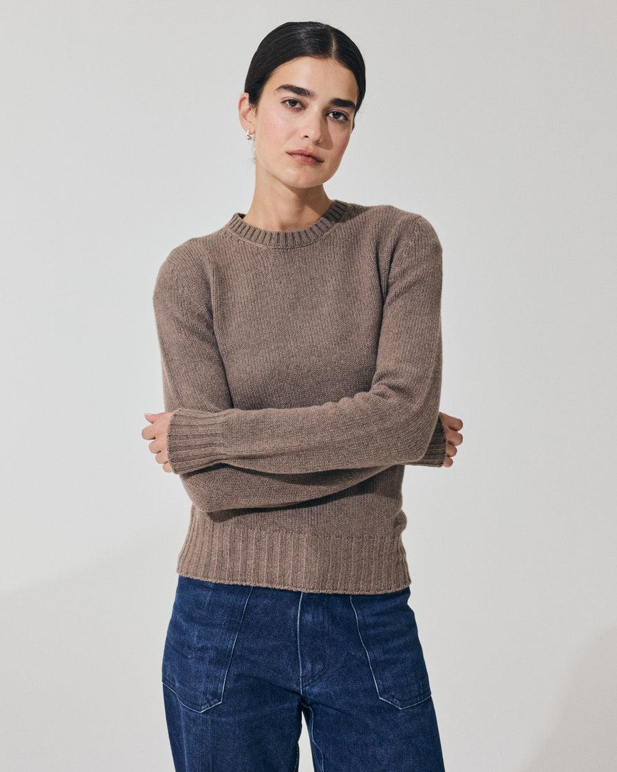 Scaglione ROUND NECK SOFT HYBRID CASHMERE TAUPE Vendita Economica