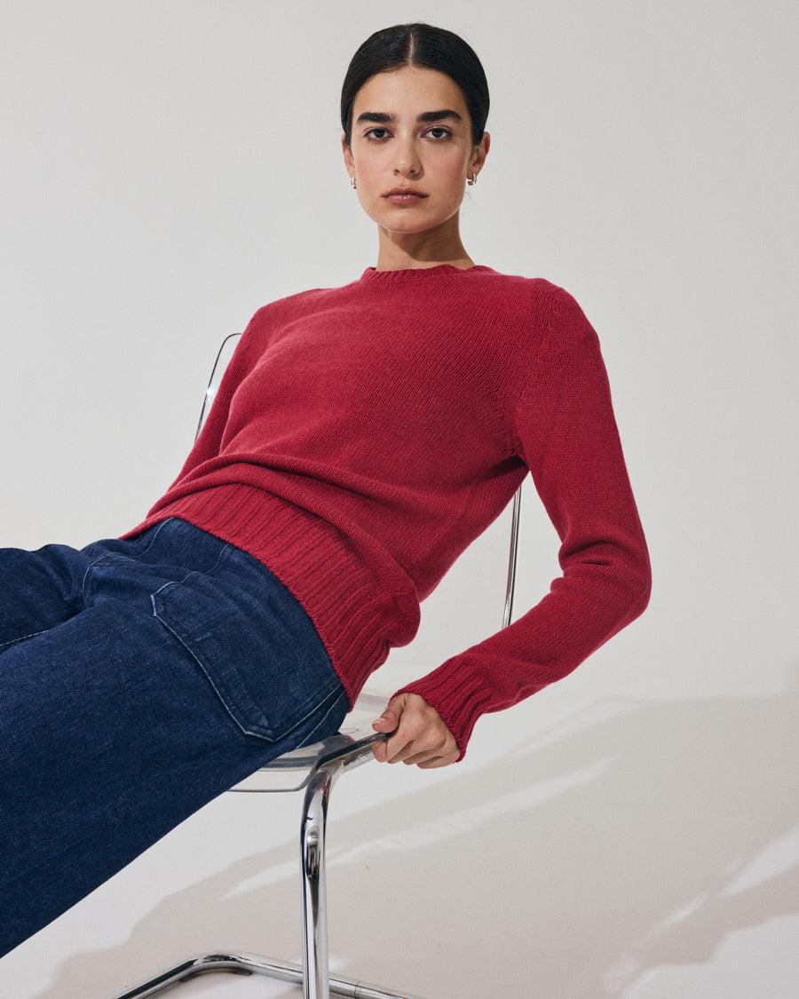 Scaglione ROUND NECK SOFT HYBRID CASHMERE MAGENTA Saldi Di Fabbrica