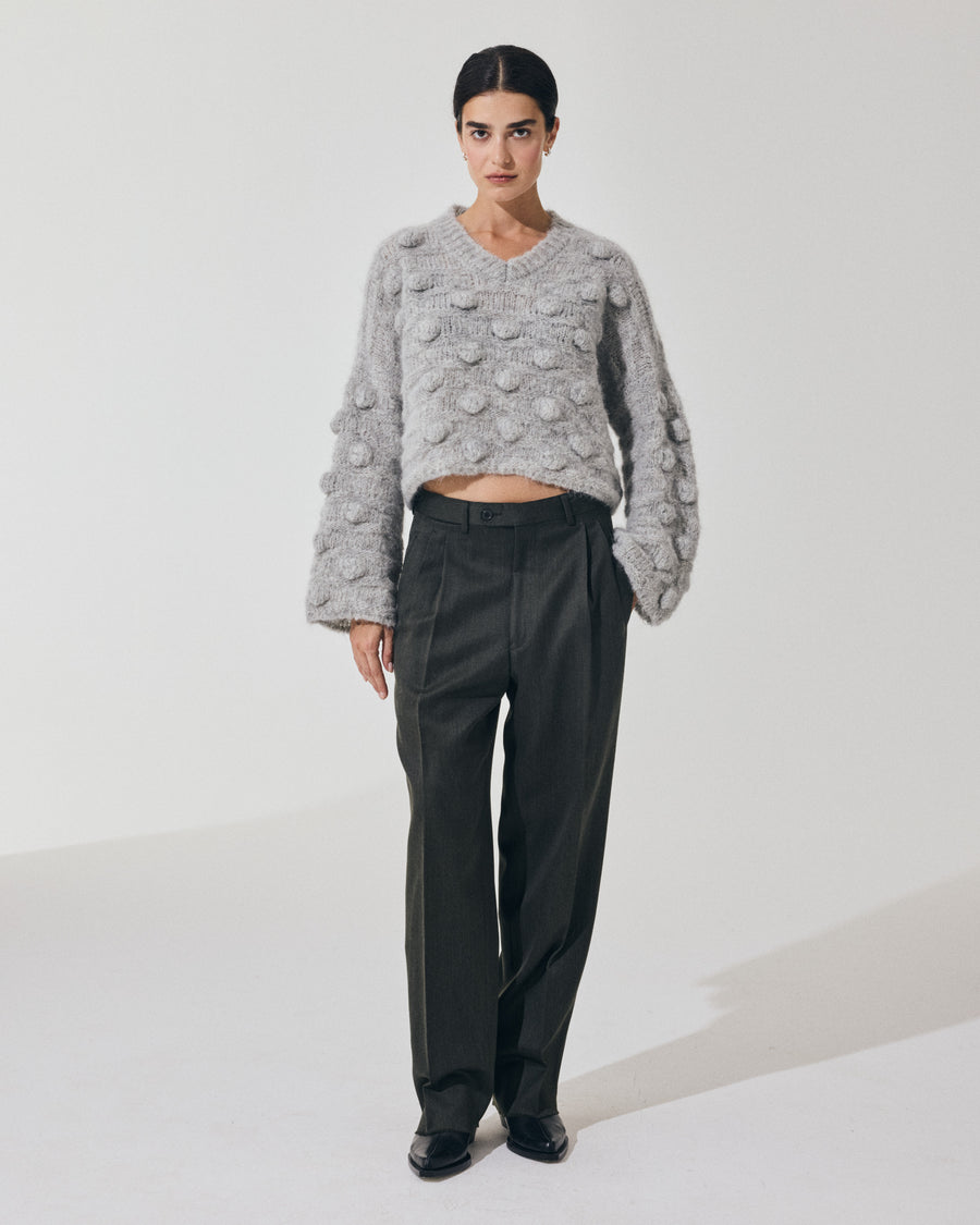 Scaglione V NECK OVER HAZELNUT STITCH GREY Nuovo