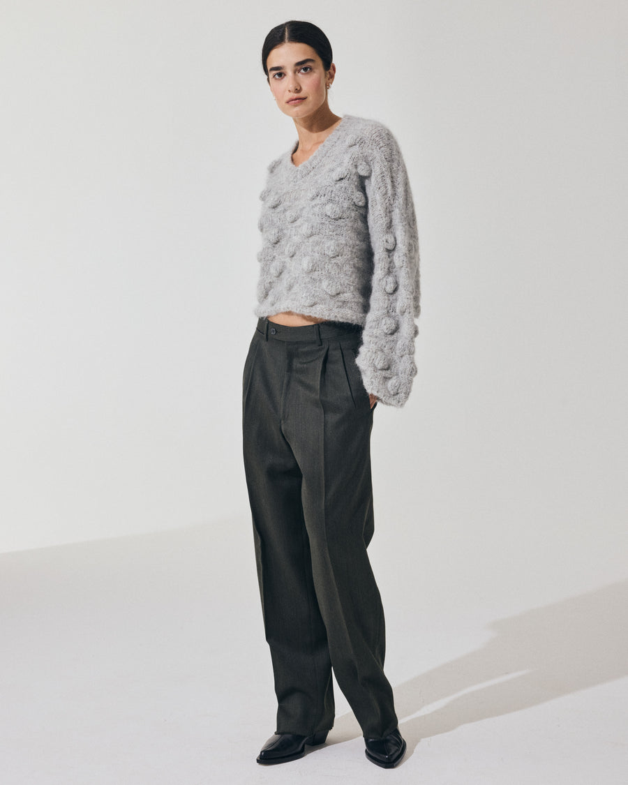 Scaglione V NECK OVER HAZELNUT STITCH GREY Nuovo