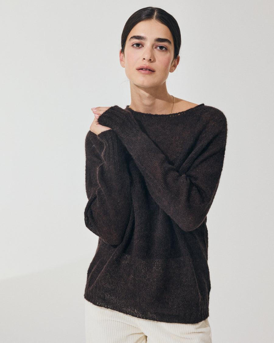 Scaglione BOAT NECK BOXY RAGLAN SEAMLESS EBANO Pezzi Unici