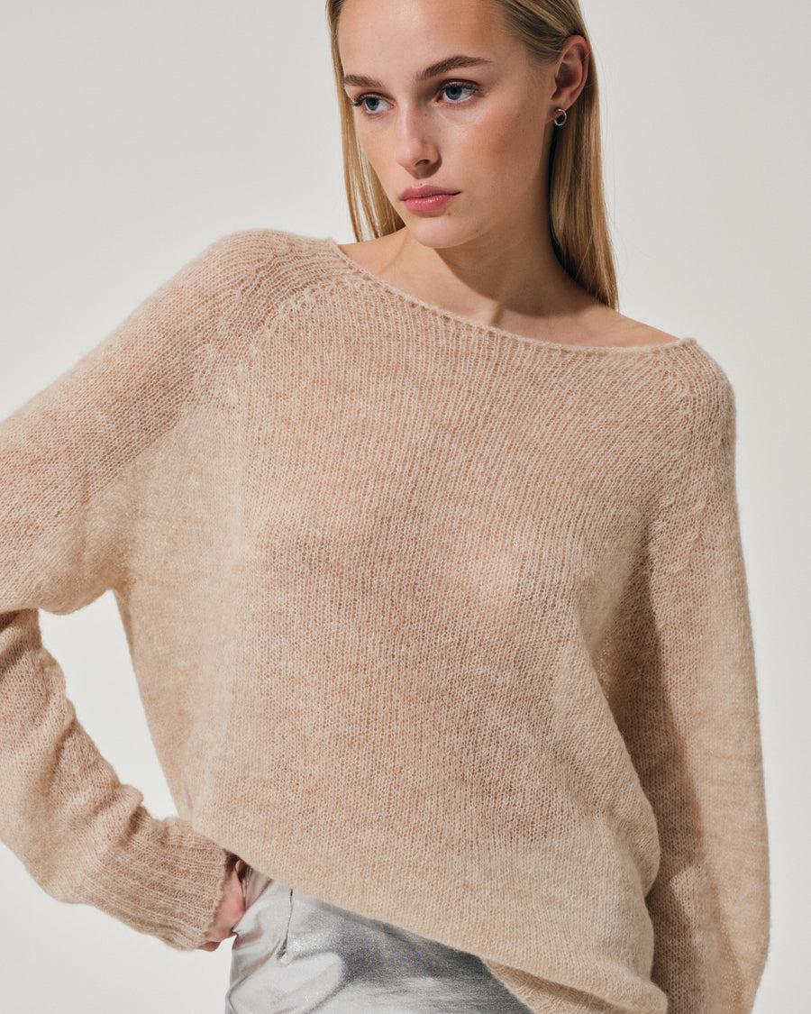 Scaglione BOAT NECK BOXY RAGLAN SEAMLESS SAND Soddisfazione Garantita