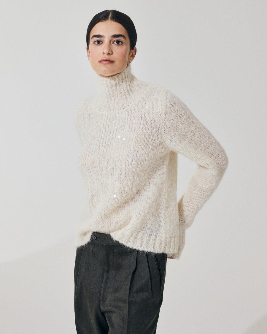 Scaglione T.NECK TRAPEZIO PAILLETTES MILK Qualità Garantita