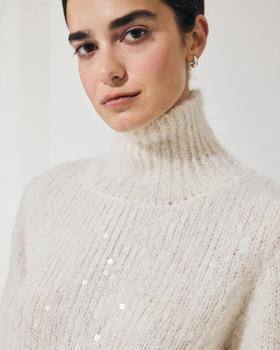 Scaglione T.NECK TRAPEZIO PAILLETTES MILK Qualità Garantita