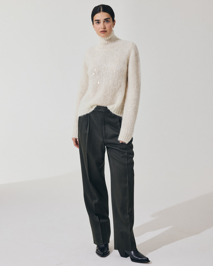 Scaglione T.NECK TRAPEZIO PAILLETTES MILK Qualità Garantita