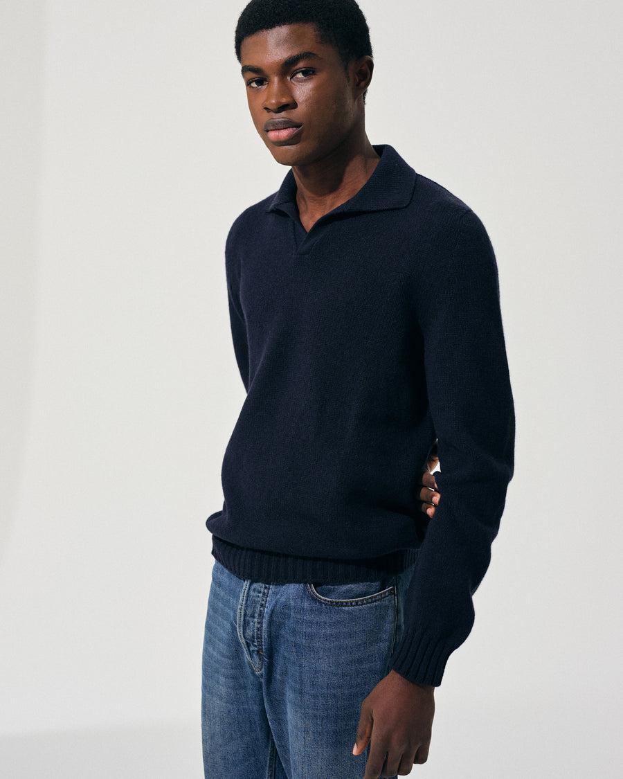Scaglione OPEN POLO HYBRD CASHMERE NAVY Affare Del Giorno