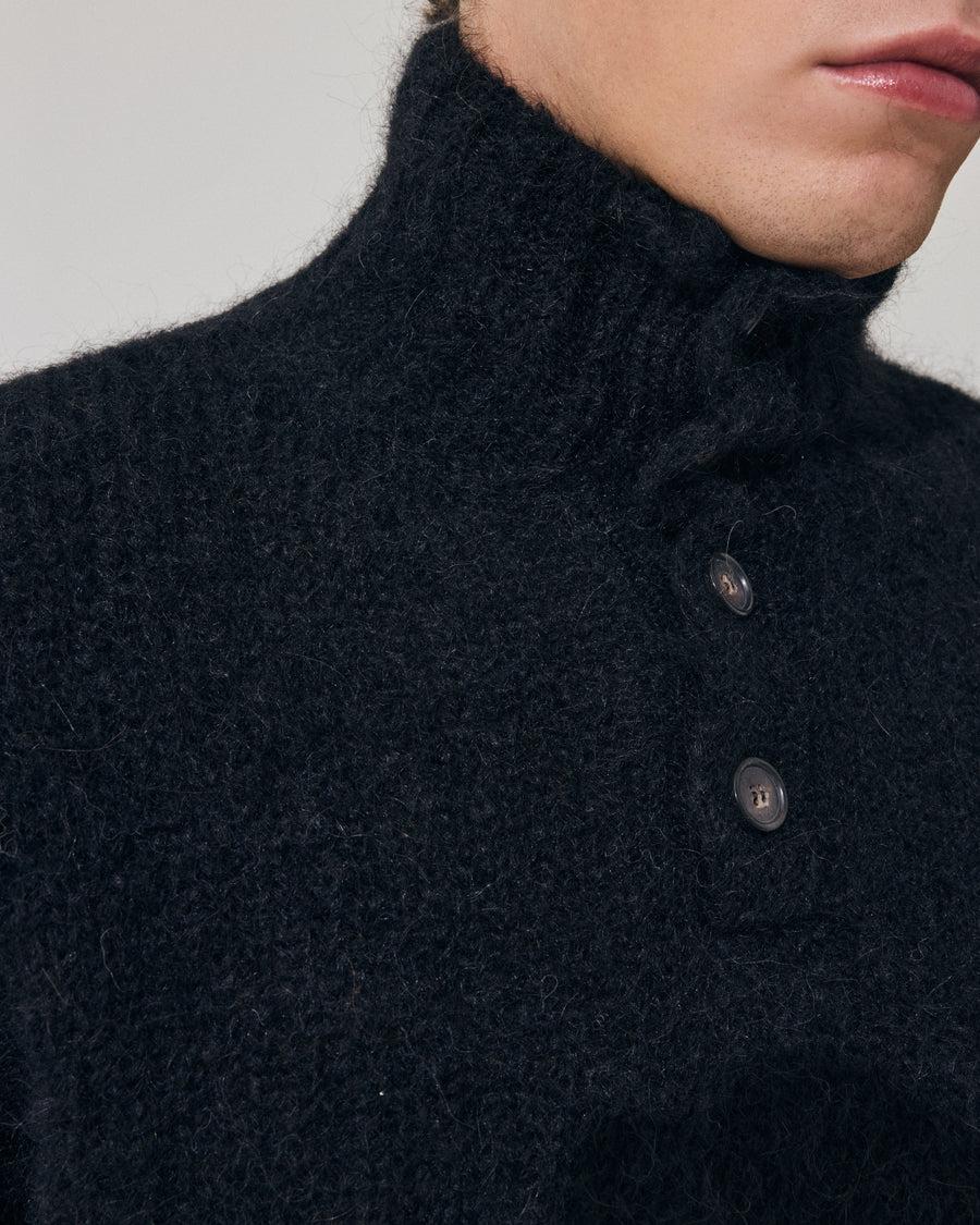 Scaglione HIGH NECK BOTTONI MESSY HAIR NAVY Sottocosto