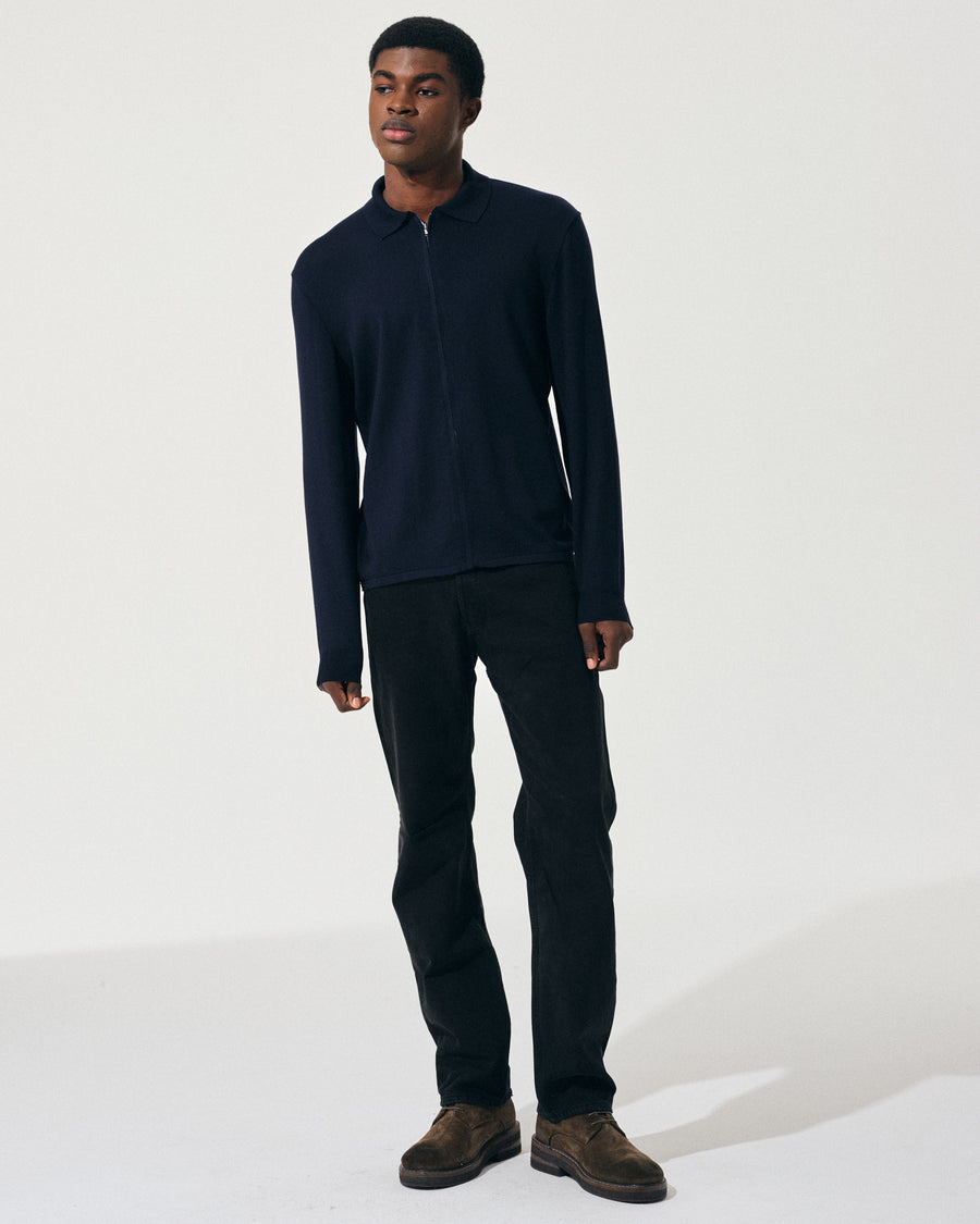 Scaglione ZIPPER COLLO A POLOCOMPACT MERINO NAVY Presa
