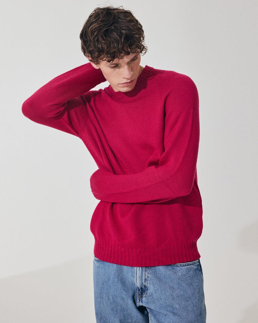 Scaglione ROUND NECK RAGLAN SOFT MERINO MAGENTA Sconto