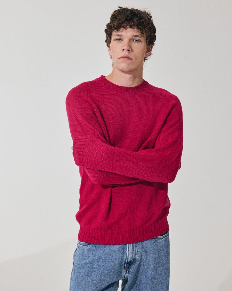 Scaglione ROUND NECK RAGLAN SOFT MERINO MAGENTA Sconto