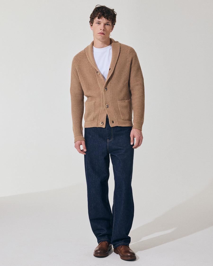 Scaglione CARDIGAN PANNOCCHIA HYBRD CASHMERE CARAMEL In Vendita