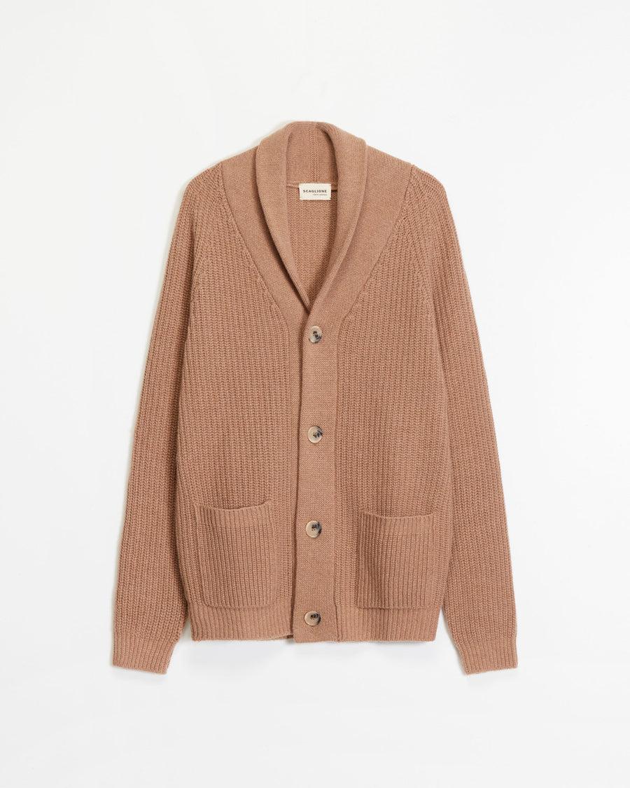 Scaglione CARDIGAN PANNOCCHIA HYBRD CASHMERE CARAMEL In Vendita