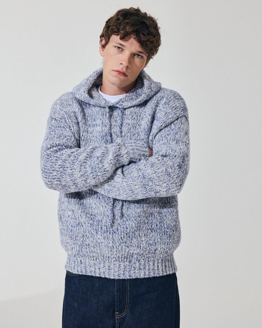 Scaglione HOODIE OVER MOULINE' NAVY Saldi Di Fabbrica