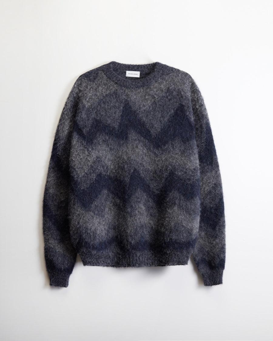 Scaglione ROUND NECK JQD ZIGZAG BRUSHED GREY Moda