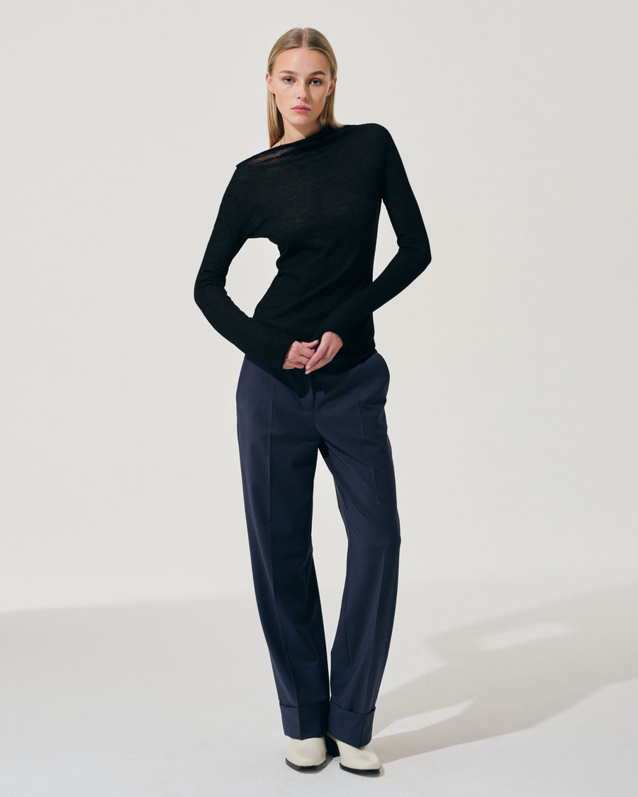 Scaglione PANTS PIEGA CENTALE MERINO NAVY Sconto