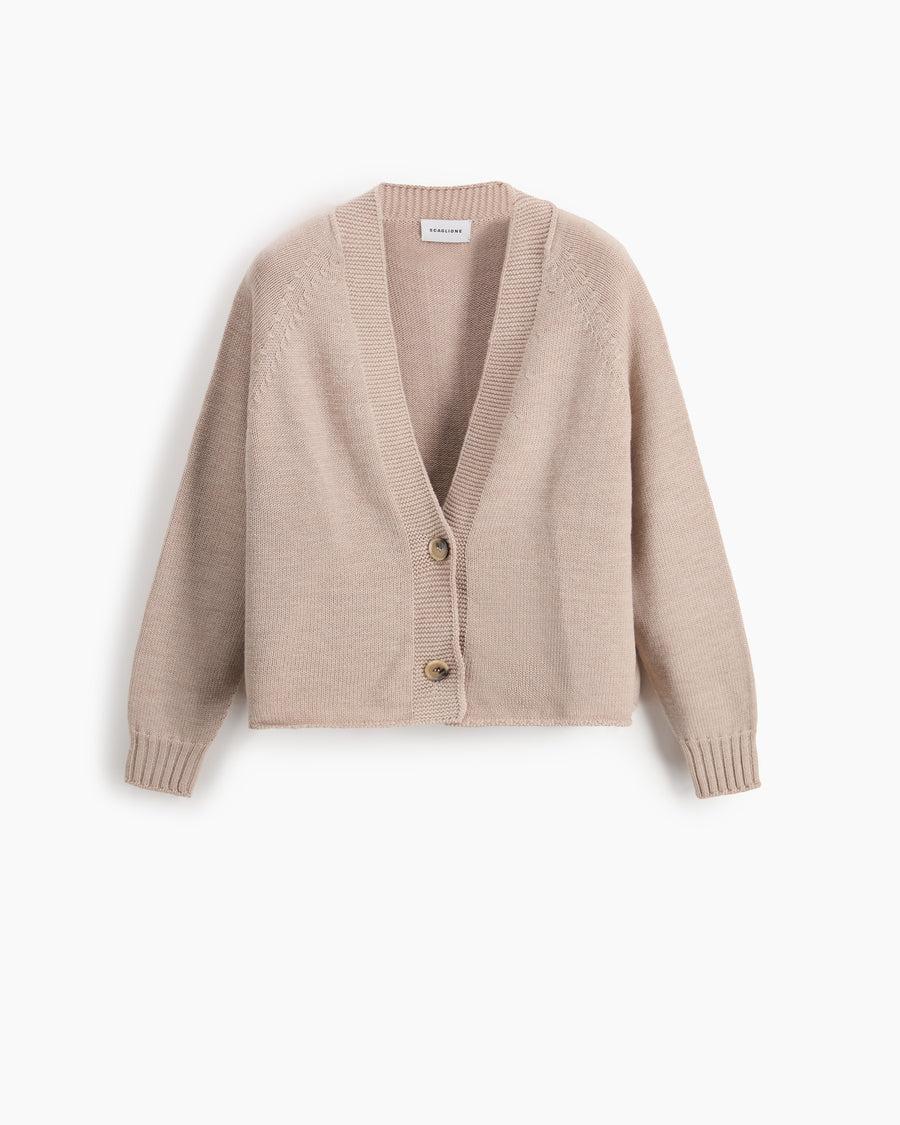 Scaglione CARDIGAN RAGLAN SEAMLESS MERINO BEIGE Qualità