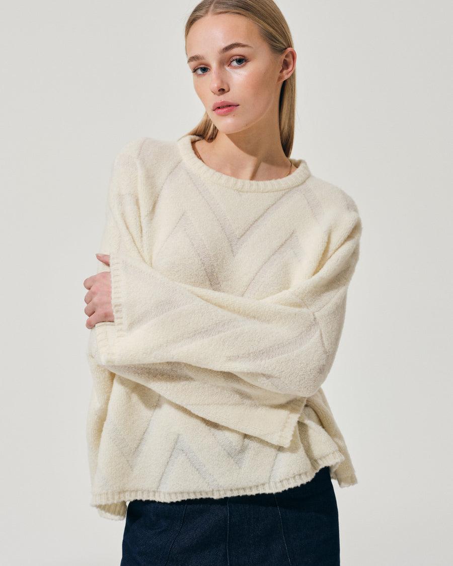 Scaglione ROUND NECK OVER ZIGZAG SPONGY MILK Pezzi Unici