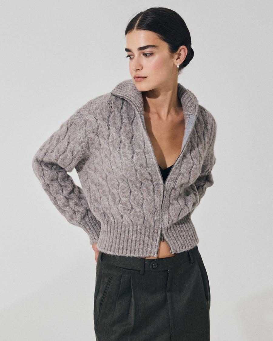 Scaglione BOMBER CORTO ZIP CABLES LTGREY Negozi Online