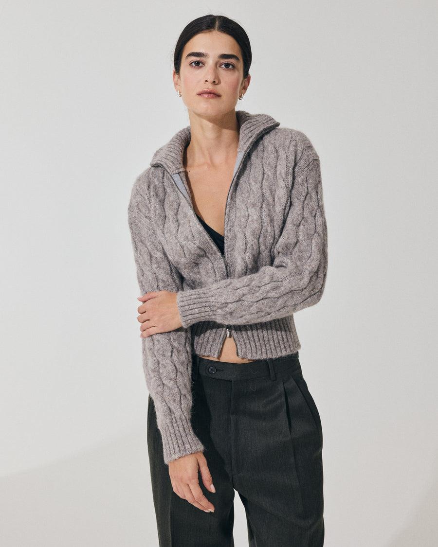 Scaglione BOMBER CORTO ZIP CABLES LTGREY Negozi Online