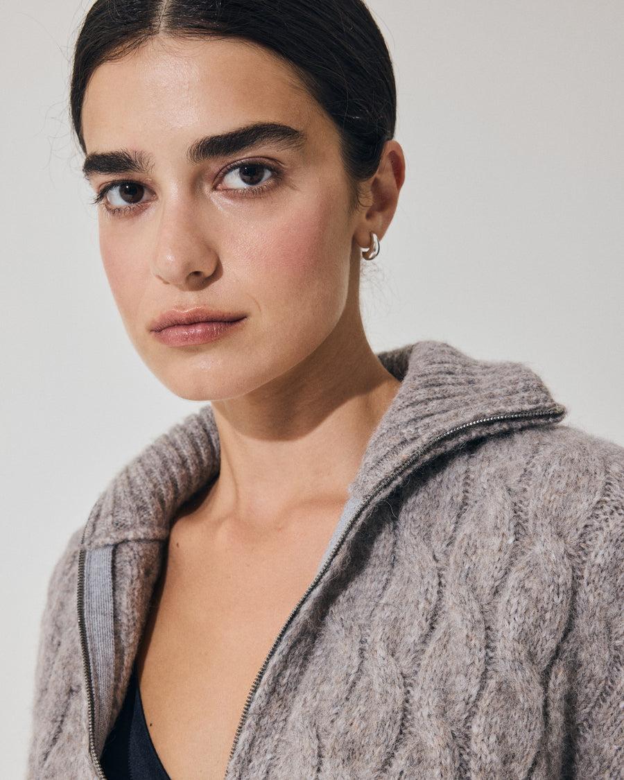 Scaglione BOMBER CORTO ZIP CABLES LTGREY Negozi Online