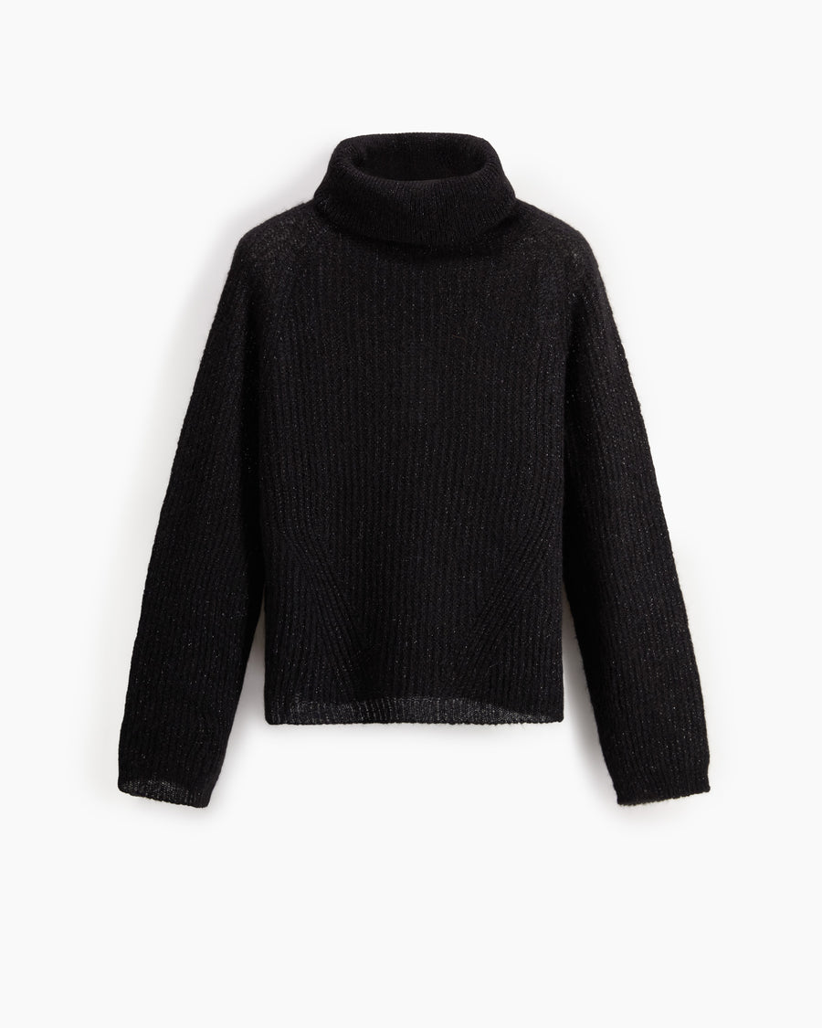 Scaglione TURTLE NECK RAGLAN GLITTER BLACK Presa