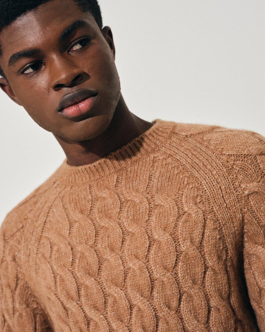 Scaglione ROUND NECK RAGLAN CABLES CARAMEL Pezzi Unici