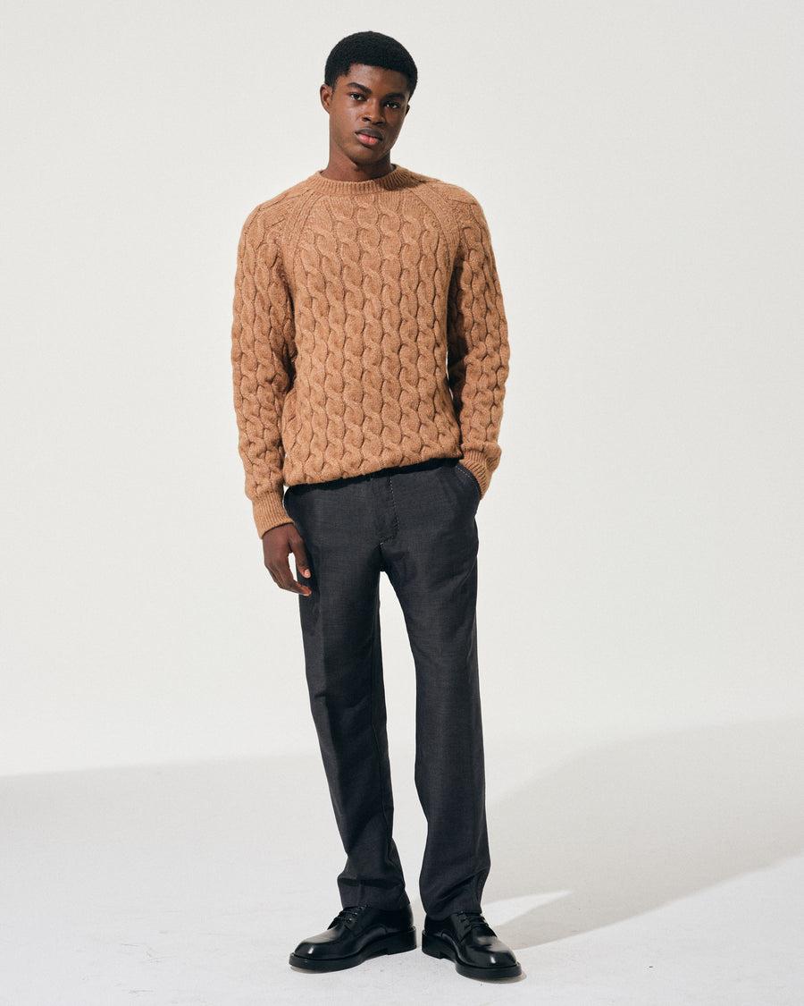 Scaglione ROUND NECK RAGLAN CABLES CARAMEL Pezzi Unici