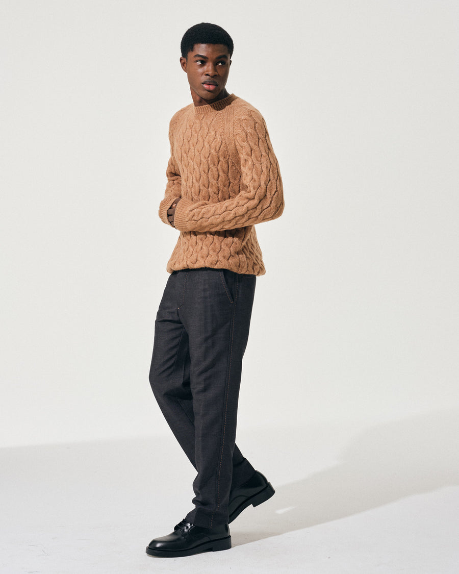 Scaglione ROUND NECK RAGLAN CABLES CARAMEL Pezzi Unici