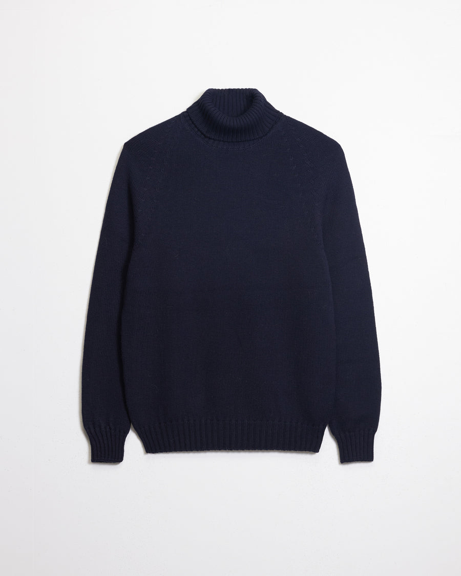 Scaglione TURTLE NECK RAGLAN SOFT MERINO NAVY Prezzo Ridotto