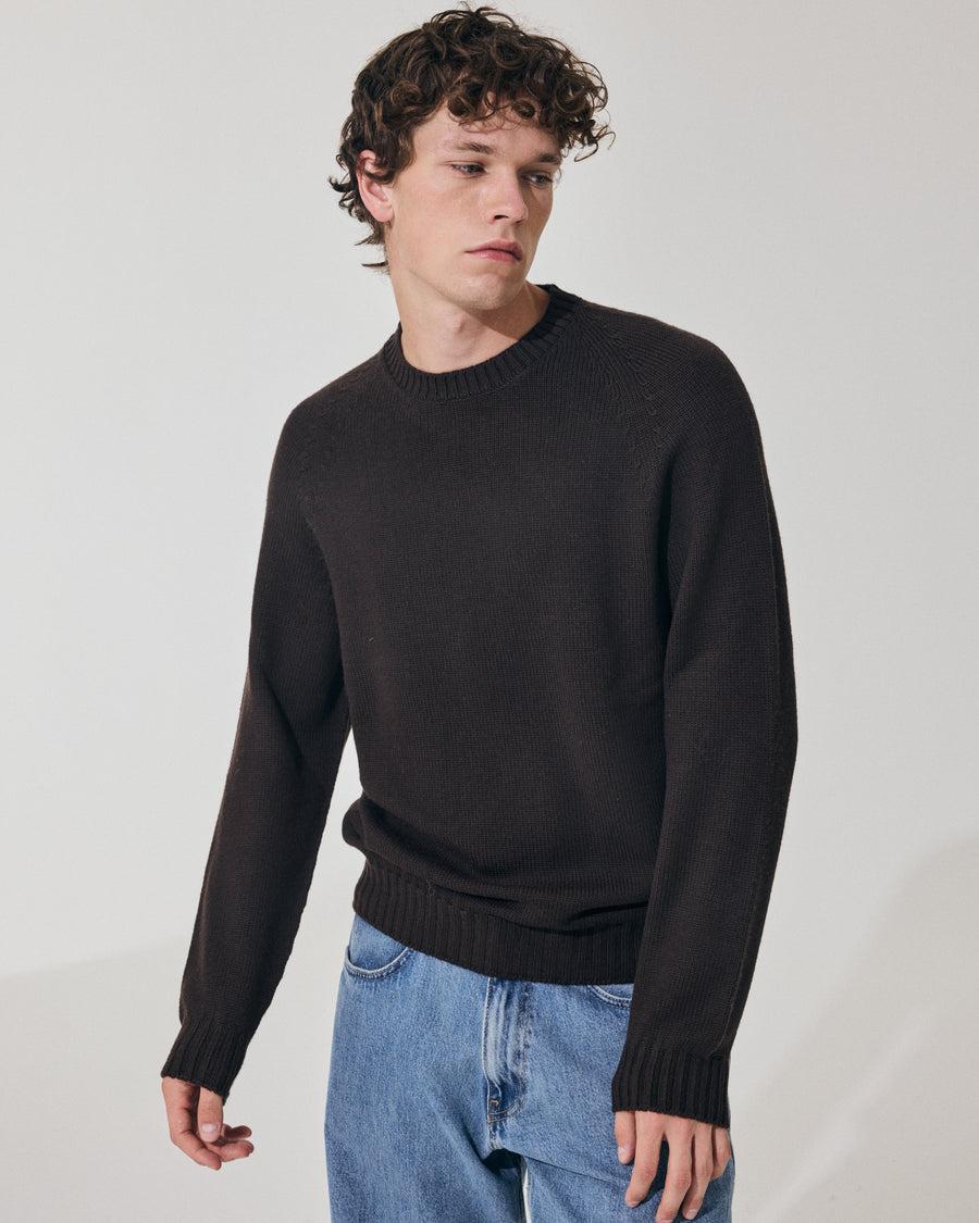 Scaglione ROUND NECK RAGLAN SOFT MERINO EBANO Economico