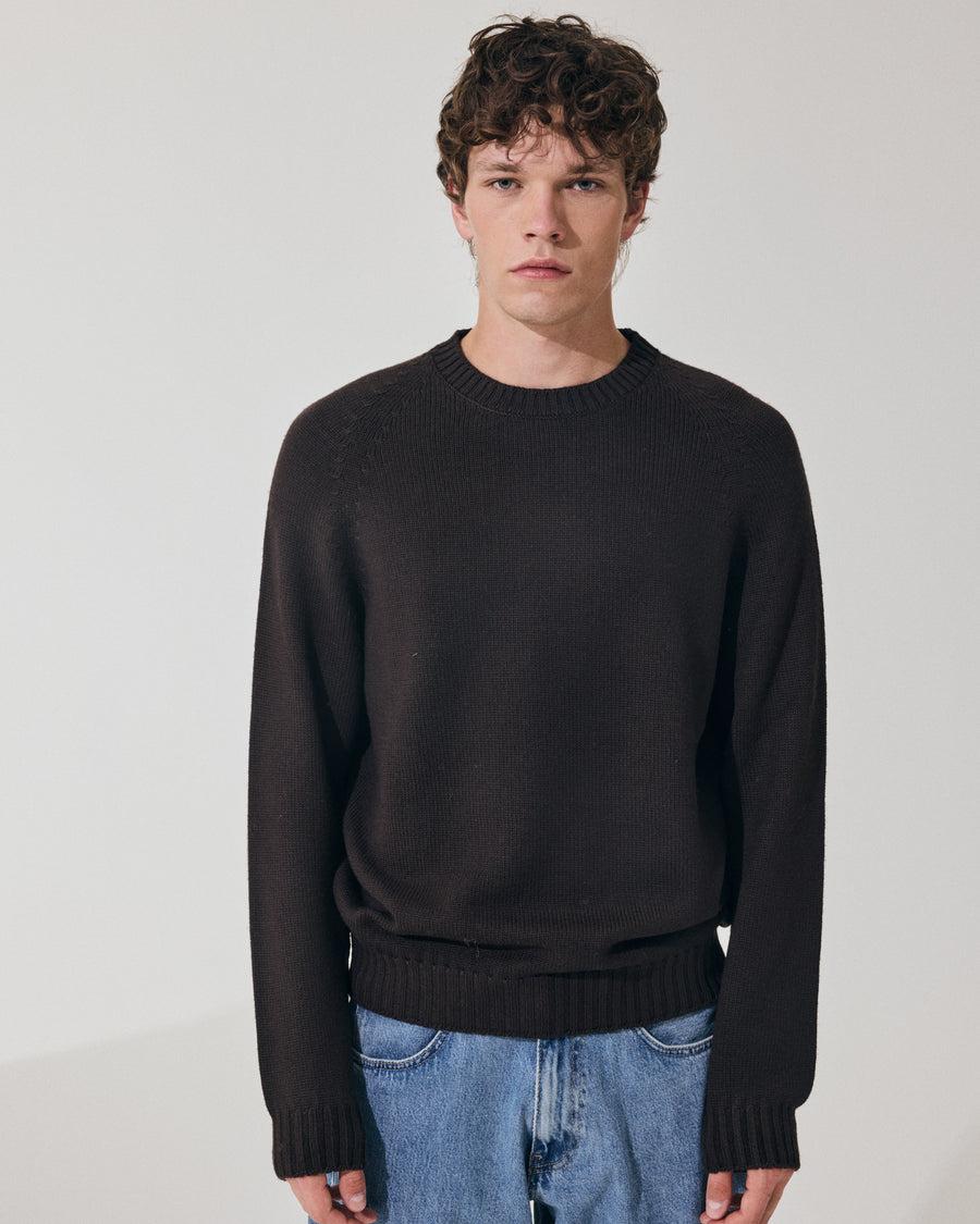Scaglione ROUND NECK RAGLAN SOFT MERINO EBANO Economico