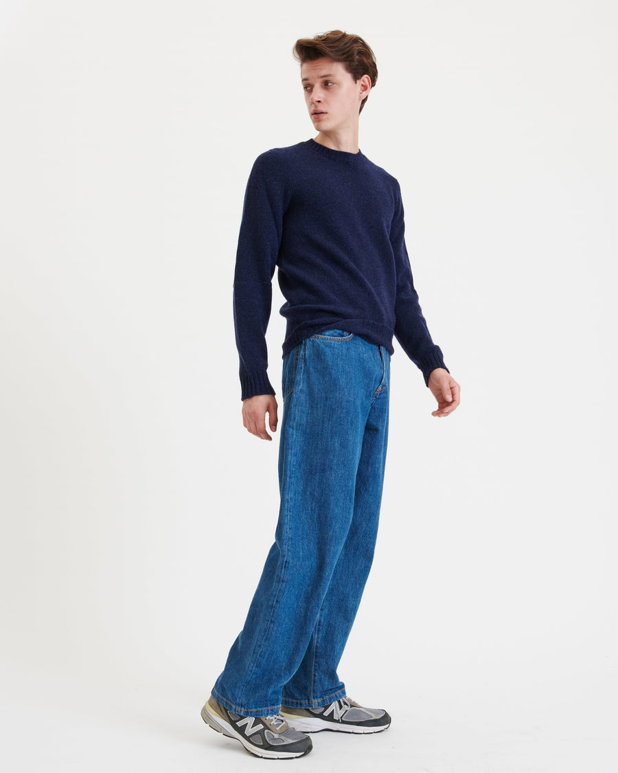 Scaglione ROUND NECK SEAMLESS SOFTWOOL NAVY In Vendita