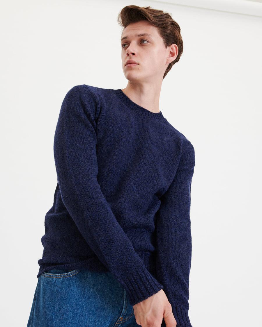 Scaglione ROUND NECK SEAMLESS SOFTWOOL NAVY In Vendita