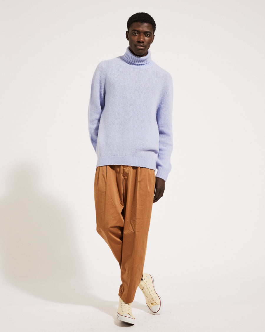 Scaglione TURTLE NECK SEAMLESS PUFFED CASHMERE CELESTE Vendita Calda
