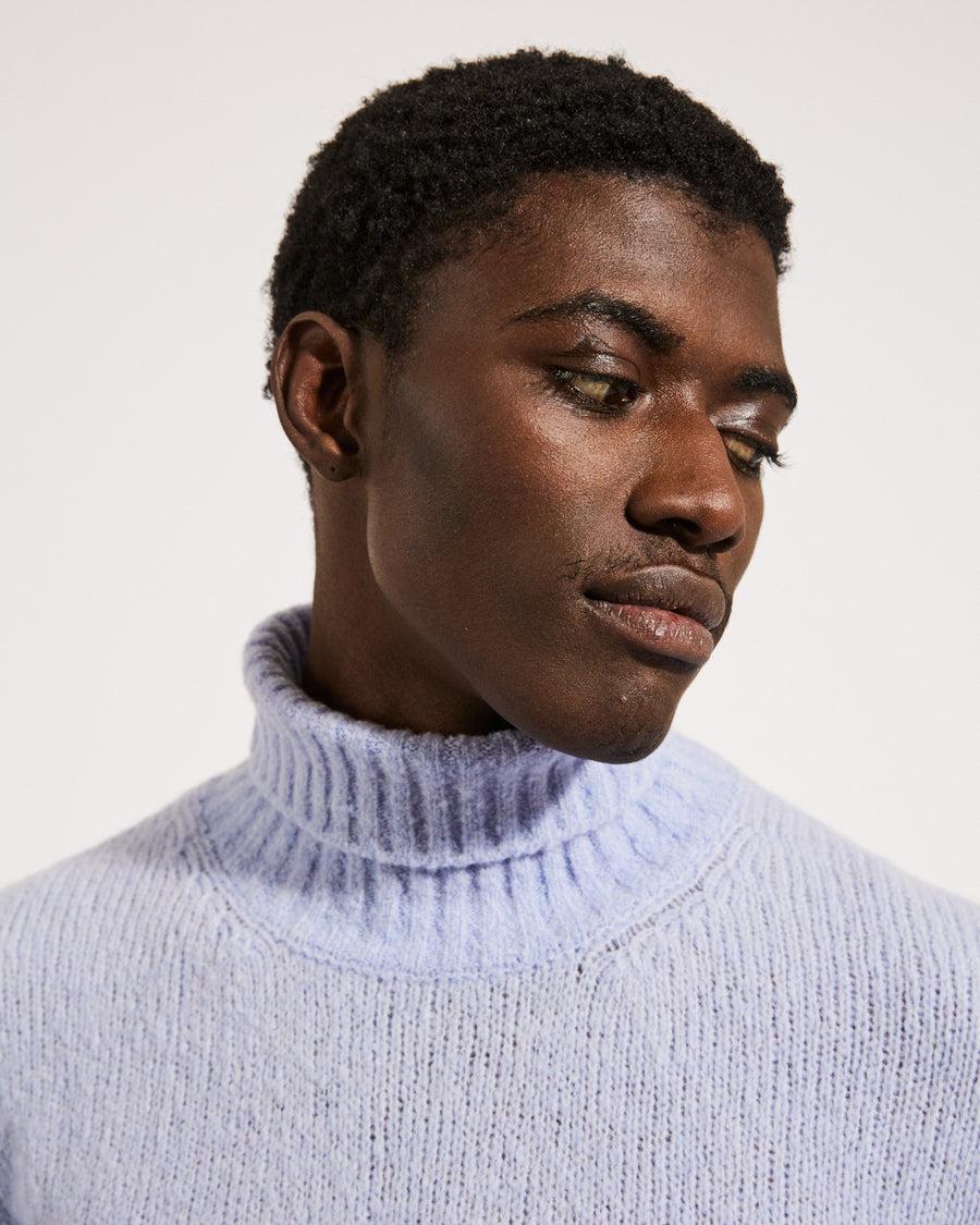 Scaglione TURTLE NECK SEAMLESS PUFFED CASHMERE CELESTE Vendita Calda