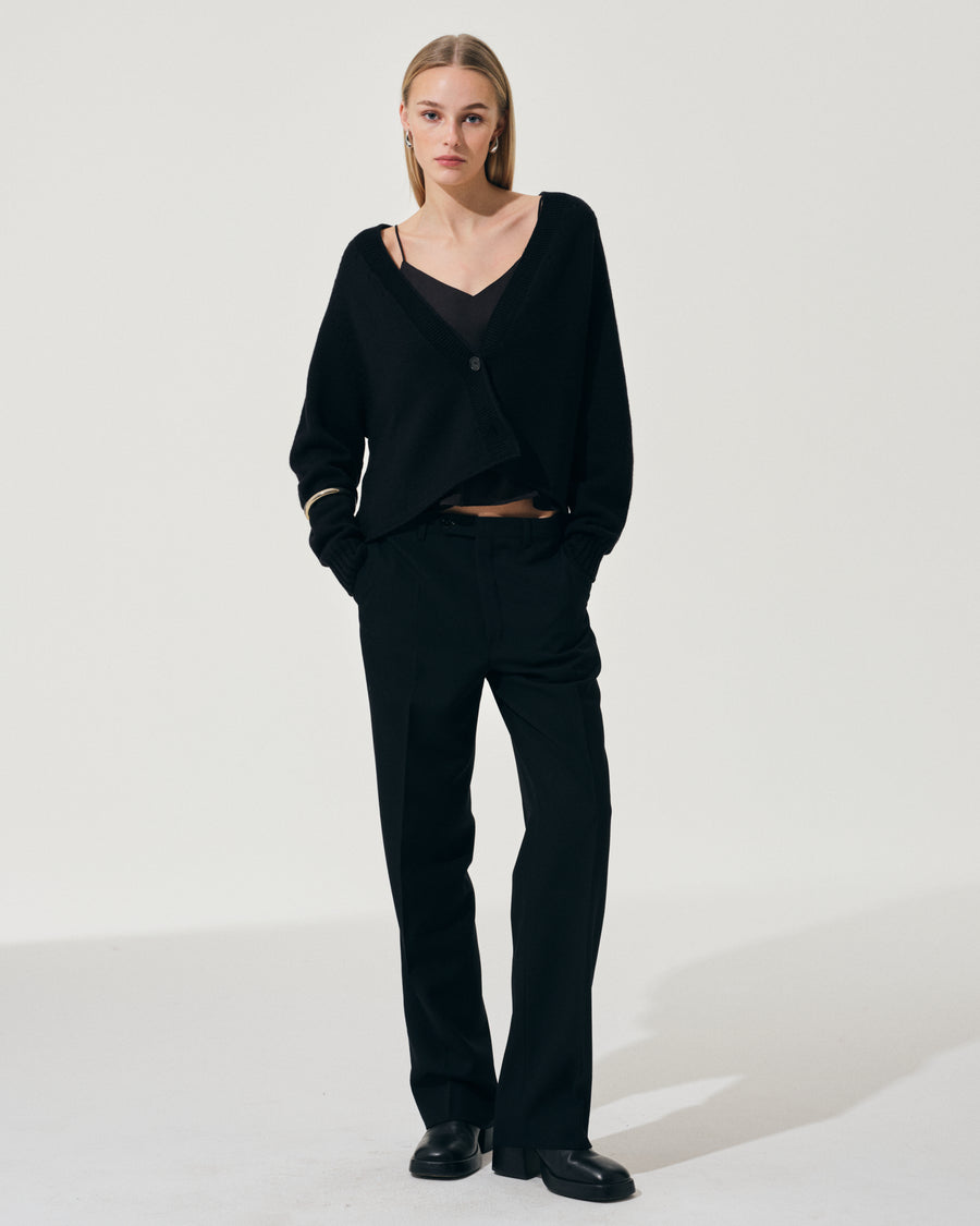 Scaglione CARDIGAN RAGLAN SEAMLESS MERINO BLACK Negozi Online