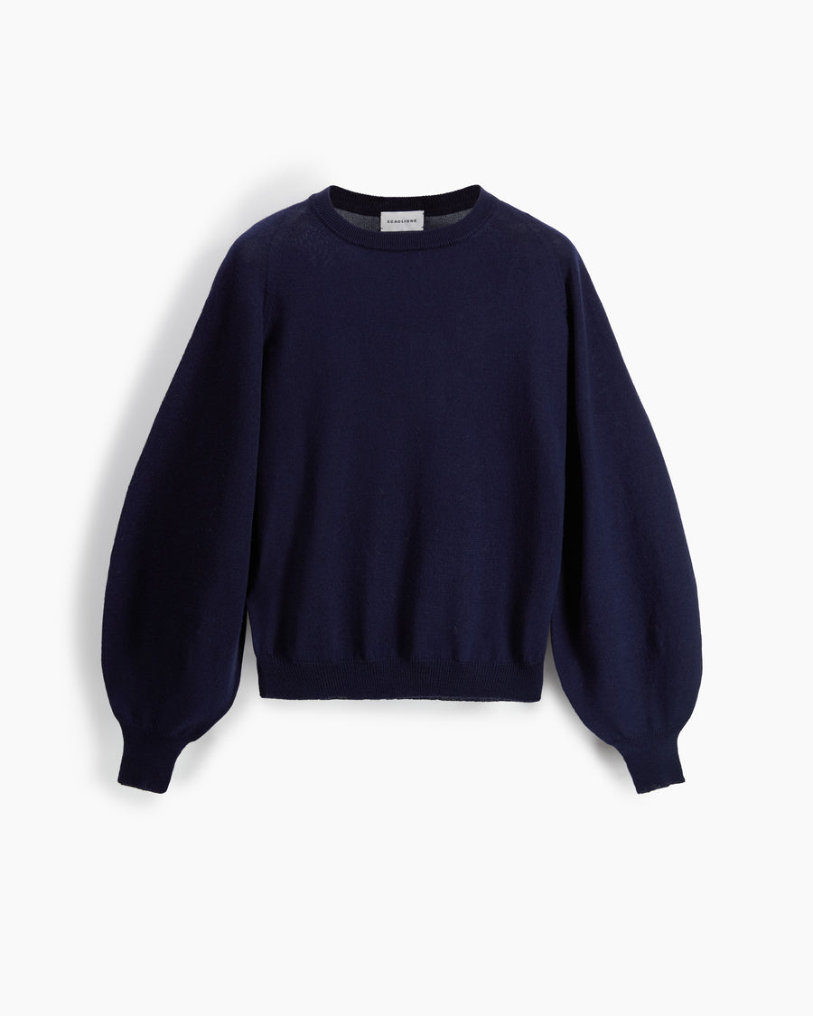 Scaglione ROUND NECK BOXY RAGLAN SEAMLESS MERINO NAVY Consegna Veloce