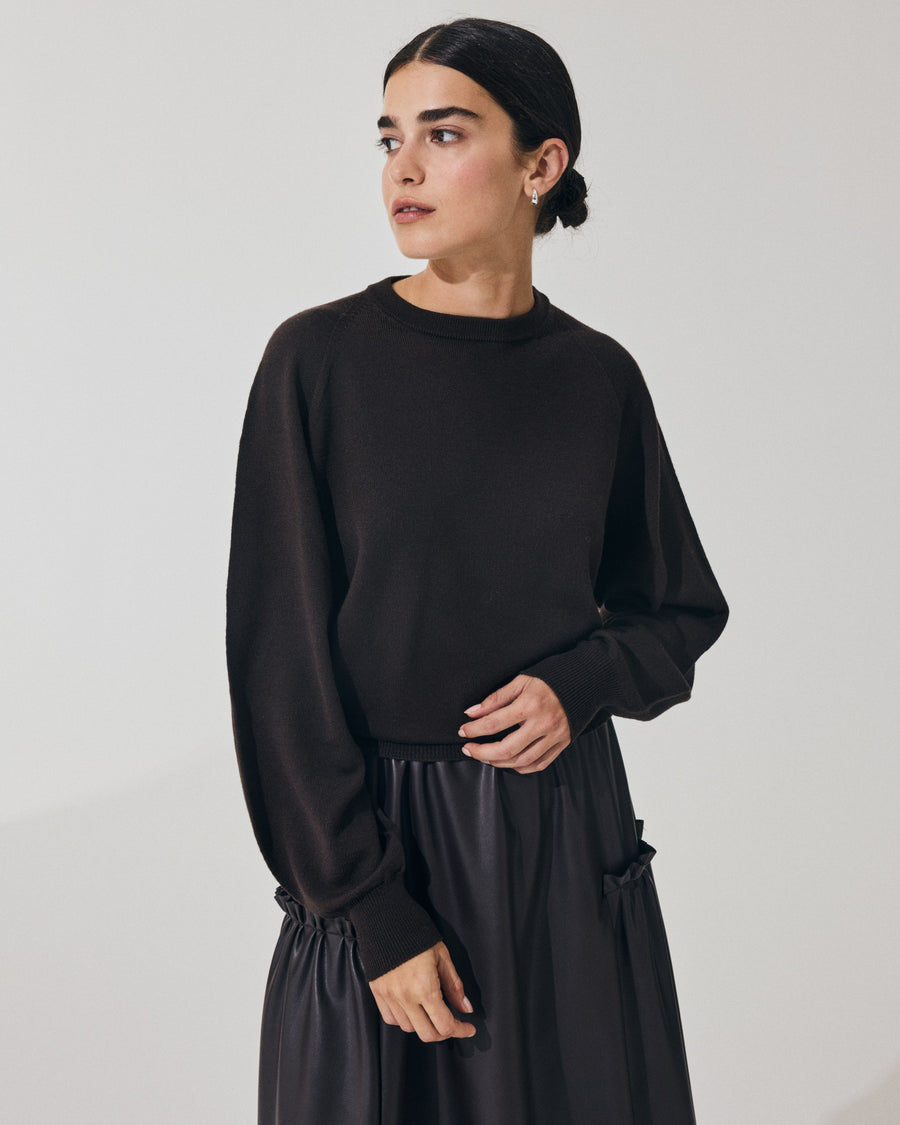 Scaglione ROUND NECK BOXY RAGLAN SEAMLESS MERINO EBANO Promozione Limitata
