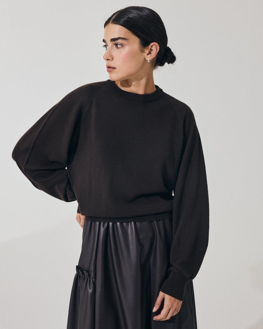 Scaglione ROUND NECK BOXY RAGLAN SEAMLESS MERINO EBANO Promozione Limitata