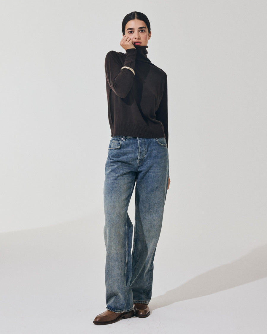 Scaglione MOCK N.RAGLAN SEAMLESS MERINO EBANO Sottocosto