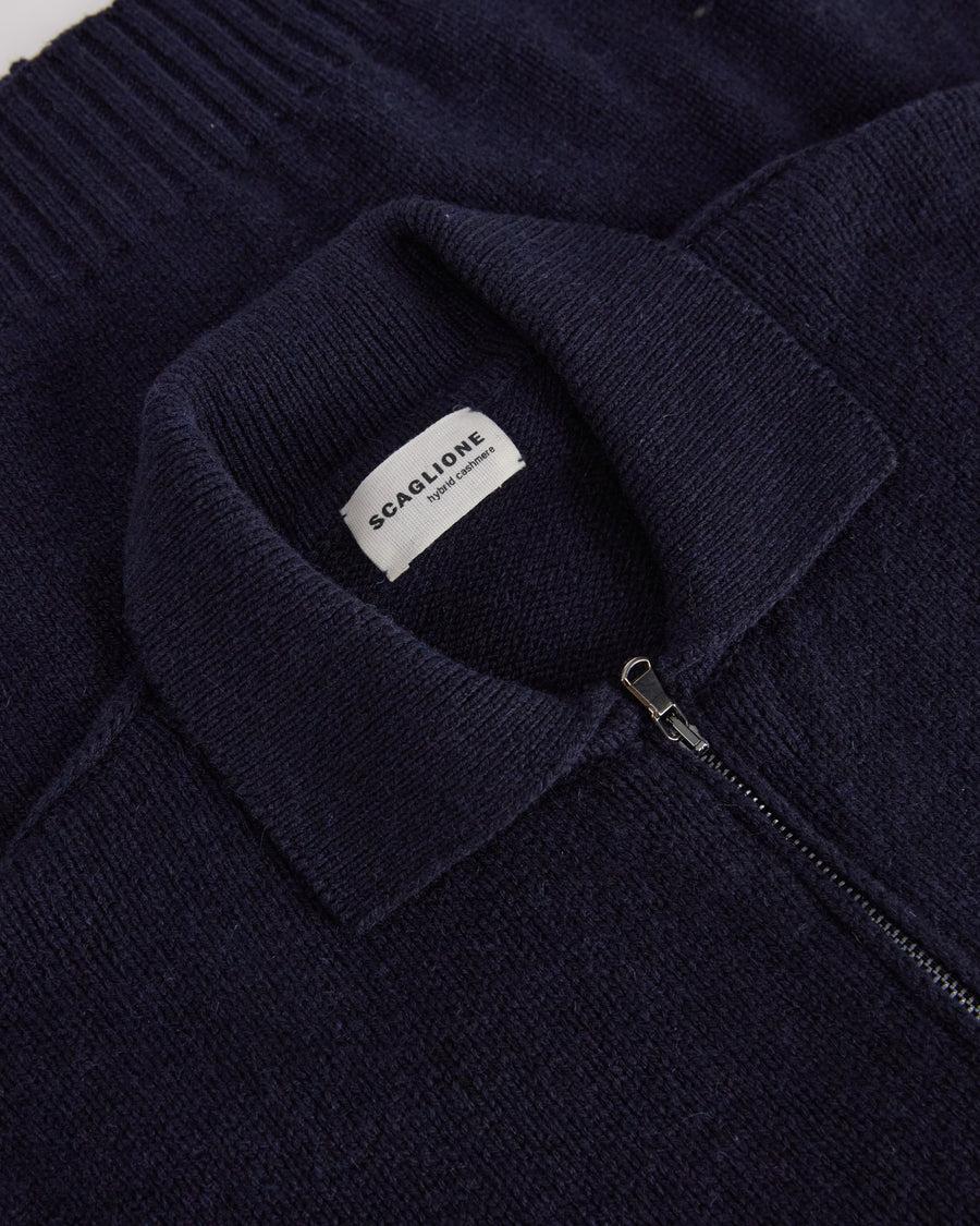 Scaglione POLO ZIPPER SOFT HYBRD CASHMERE NAVY Vendite Flash