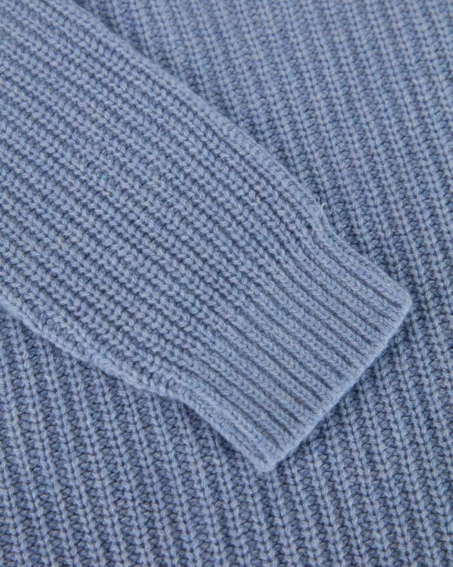 Scaglione ROUND NECK PANNOCCHIA RAGLAN HYBRD CASHMERE CELESTE In Saldo